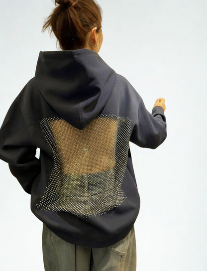 Backless Rhinestone Hoodie